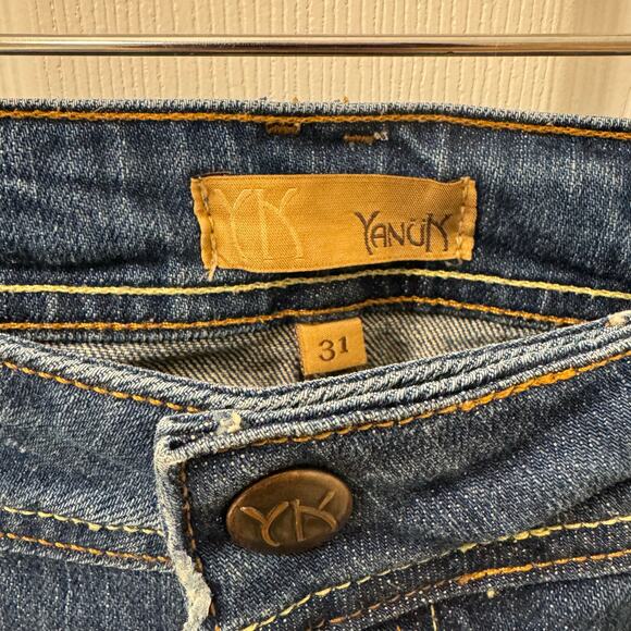 VTG Y2K Yanuk Women’s Worker Boyfriend Jeans Size 31 Bootcut Flare Dark Wash - Picture 6 of 11